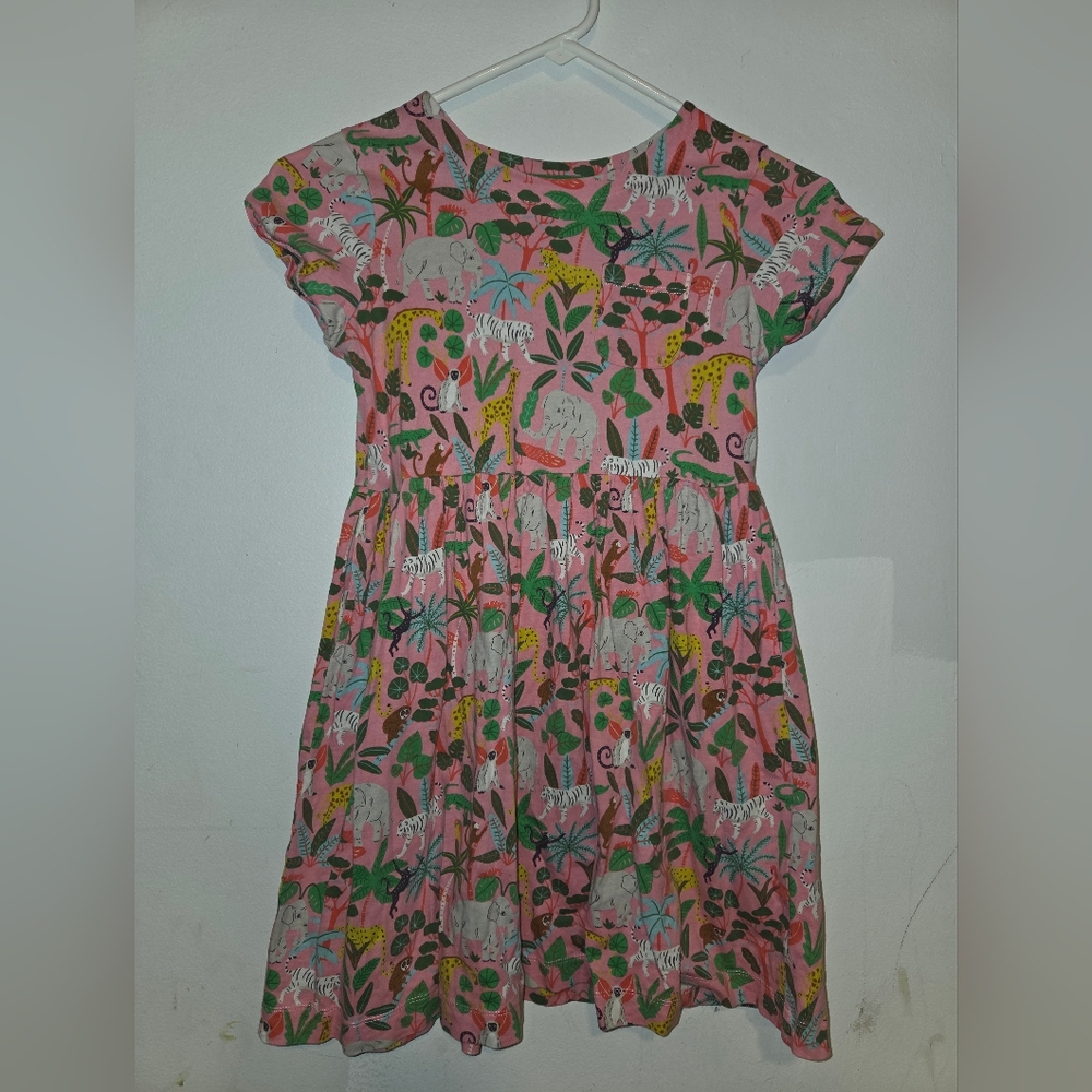 Mini Boden Wild Animal Zoo Jungle Dress with Pockets Size 9-10Y